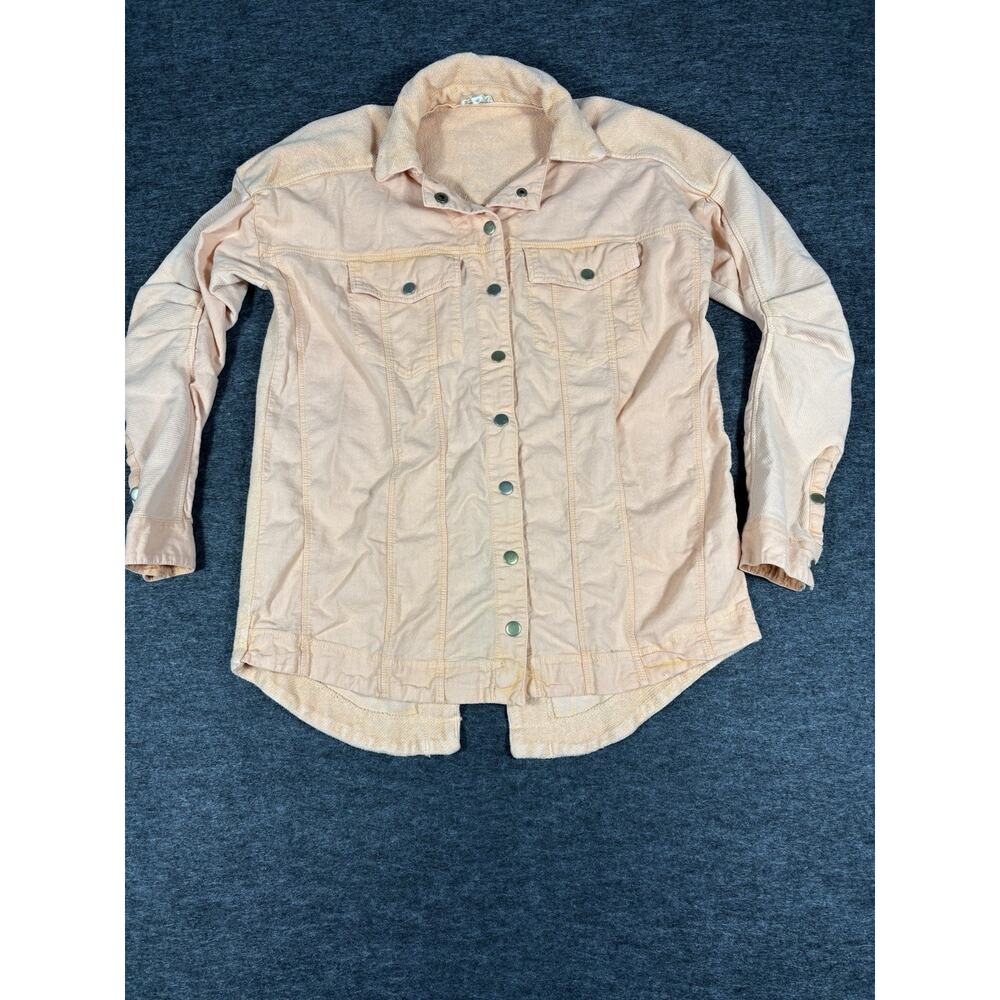 Anthropologie Women's Pilcro Utility Snap Front Shacket Shirt Peach Size Small